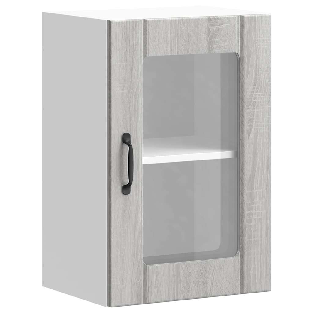 vidaXL Kitchen Wall Cabinet with Glass Door Lucca Grey Sonoma 2