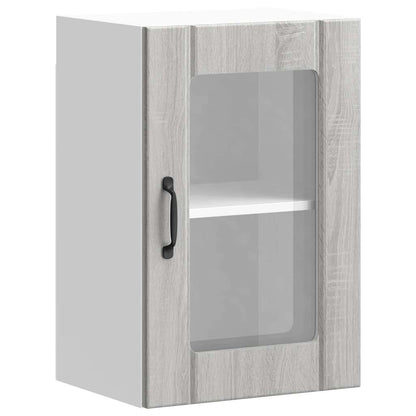 vidaXL Kitchen Wall Cabinet with Glass Door Lucca Grey Sonoma 2
