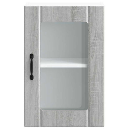 vidaXL Kitchen Wall Cabinet with Glass Door Lucca Grey Sonoma 6