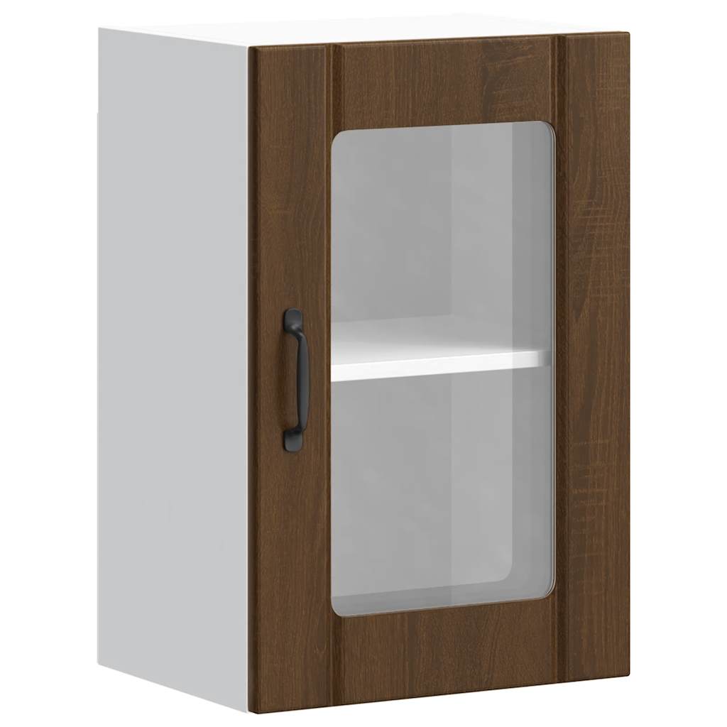 vidaXL Kitchen Wall Cabinet with Glass Door Lucca Brown Oak 2