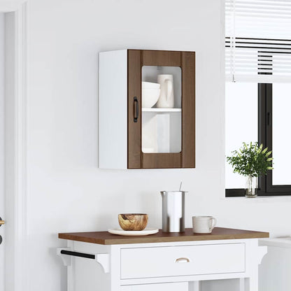 vidaXL Kitchen Wall Cabinet with Glass Door Lucca Brown Oak 3