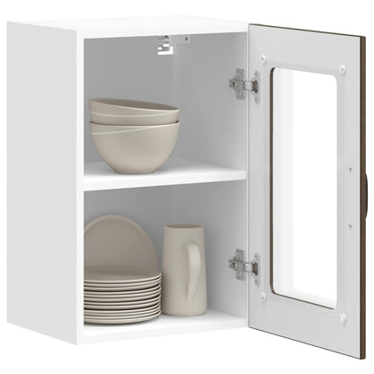 vidaXL Kitchen Wall Cabinet with Glass Door Lucca Brown Oak 5