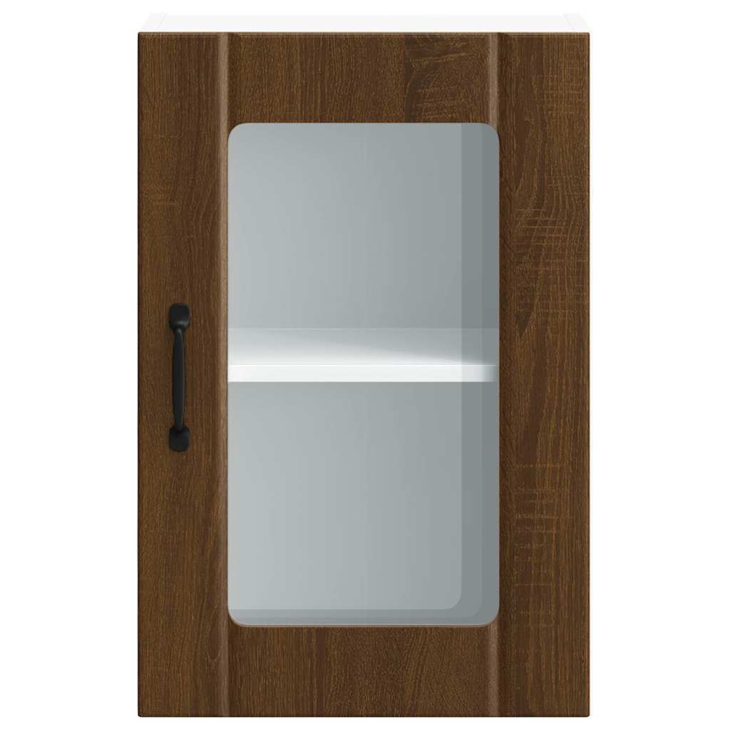 vidaXL Kitchen Wall Cabinet with Glass Door Lucca Brown Oak 6