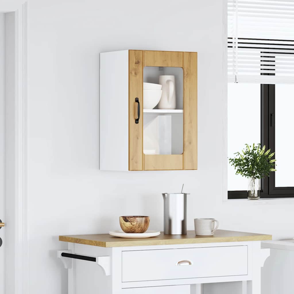 vidaXL Kitchen Wall Cabinet with Glass Door Lucca Artisan Oak 3