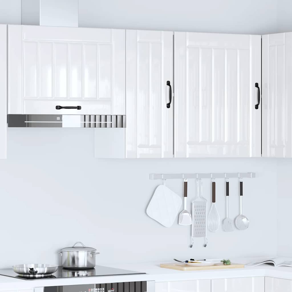 vidaXL Kitchen Wall Cabinet Lucca High Gloss White Engineered Wood 3