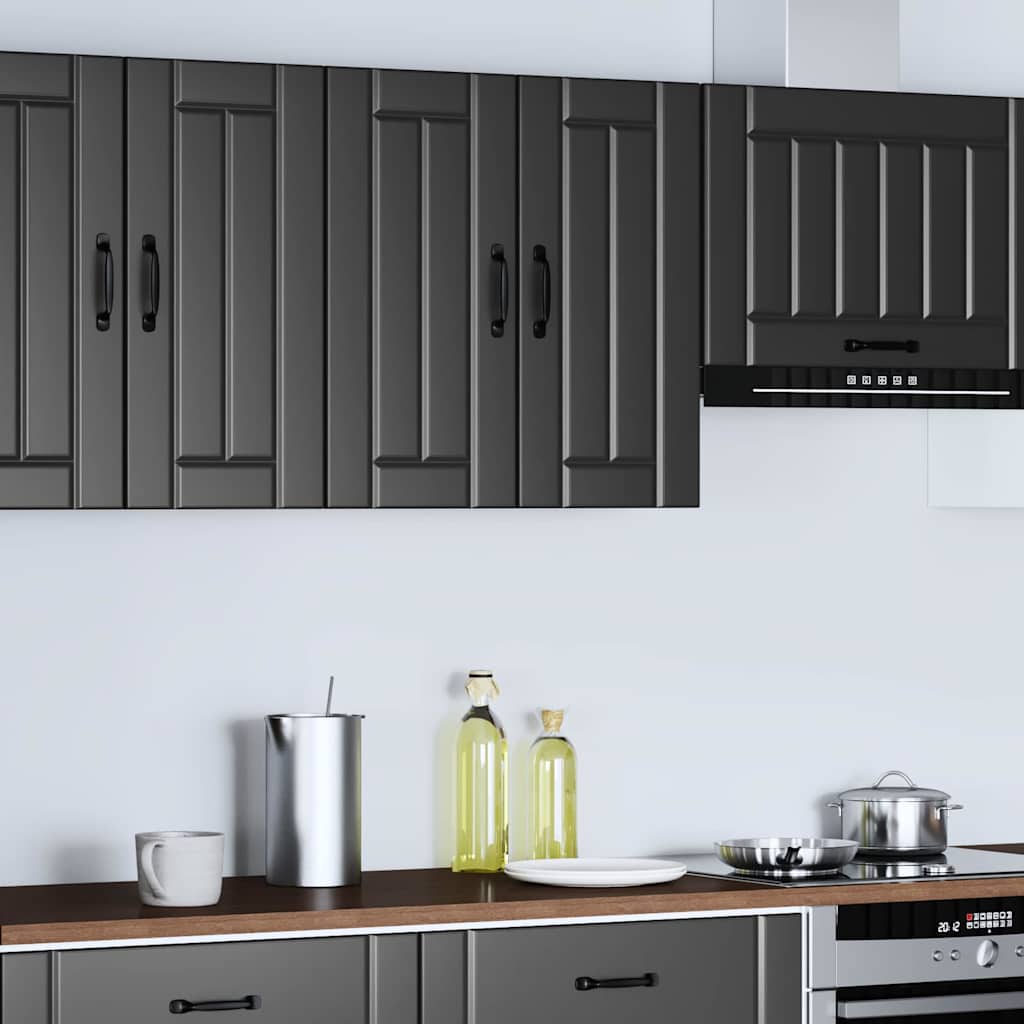 vidaXL Kitchen Wall Cabinet Lucca Black Engineered Wood 3