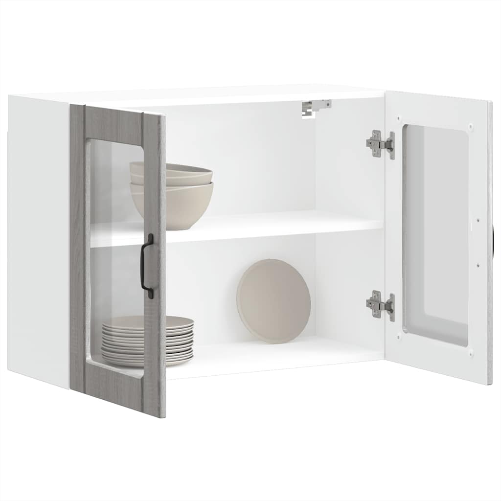 vidaXL Kitchen Wall Cabinet with Glass Door "Lucca" Grey Sonoma