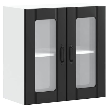 vidaXL Kitchen Wall Cabinet with Glass Door Lucca Black Engineered Wood 2