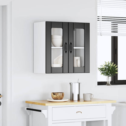 vidaXL Kitchen Wall Cabinet with Glass Door Lucca Black Engineered Wood 3