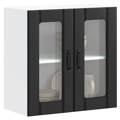 vidaXL Kitchen Wall Cabinet with Glass Door Lucca Black Engineered Wood 1