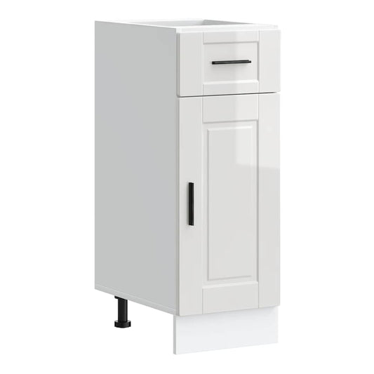 Kitchen Base Cabinet "Porto" Engineered Wood High gloss white 1x bottom cabinet (1 door 1 drawer) 30 cm wide 81.5 cm high–1x wall cabinet (1 door) 30 cm wide 100 cm high 1x bottom cabinet (1 door 1 drawer) 30 cm wide 81.5 cm high