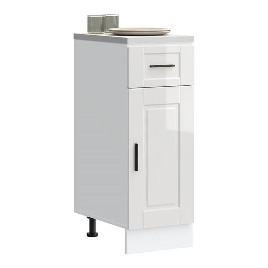 Kitchen Base Cabinet "Porto" Engineered Wood High gloss white 1x bottom cabinet (1 door 1 drawer) 30 cm wide 81.5 cm high–1x wall cabinet (1 door) 30 cm wide 100 cm high 1x bottom cabinet (1 door 1 drawer) 30 cm wide 81.5 cm high