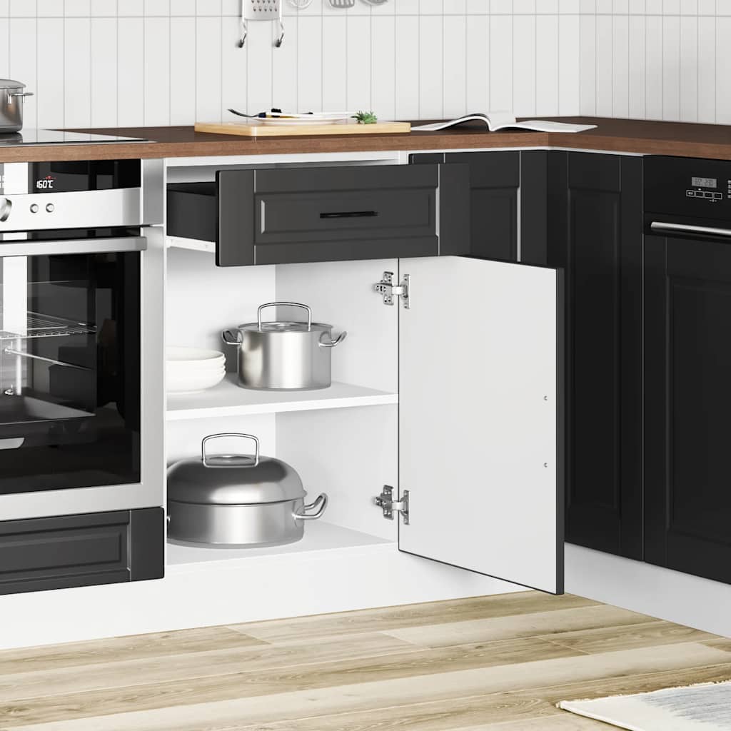 vidaXL Kitchen Base Cabinet Porto Black Engineered Wood 3