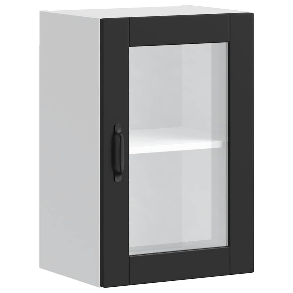 vidaXL Kitchen Wall Cabinet with Glass Door Porto Black 2