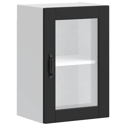 vidaXL Kitchen Wall Cabinet with Glass Door Porto Black 2