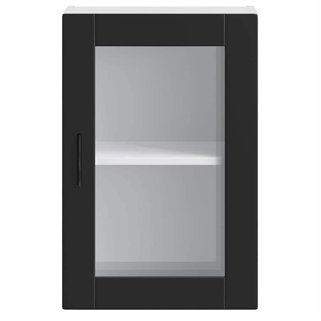 vidaXL Kitchen Wall Cabinet with Glass Door Porto Black 5