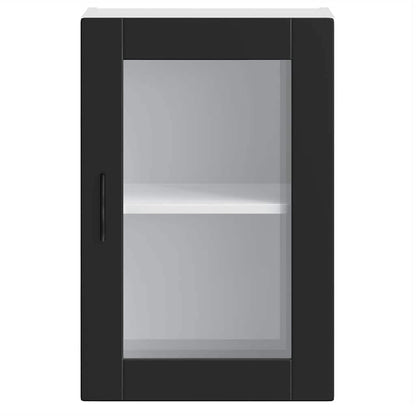 vidaXL Kitchen Wall Cabinet with Glass Door Porto Black 5