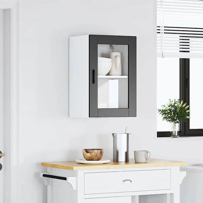 vidaXL Kitchen Wall Cabinet with Glass Door Porto Black 1