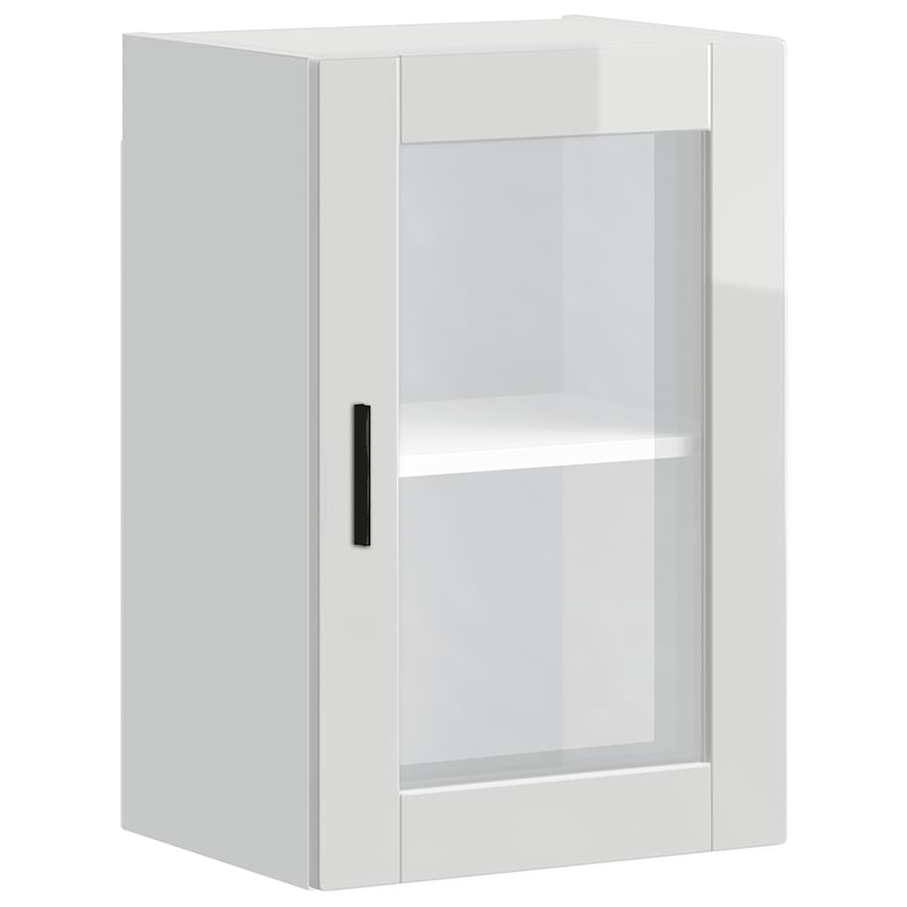 vidaXL Kitchen Wall Cabinet with Glass Door Porto High Gloss White 2