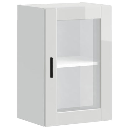 vidaXL Kitchen Wall Cabinet with Glass Door Porto High Gloss White 2