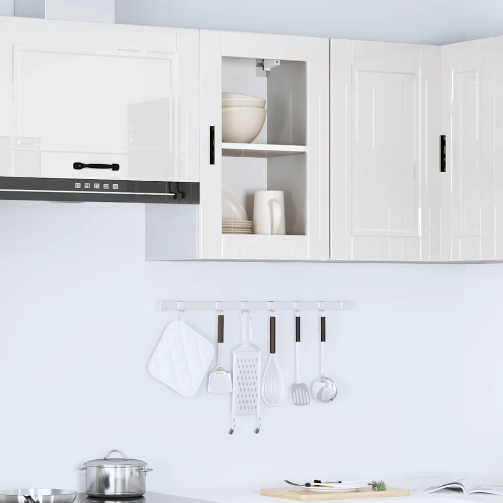 vidaXL Kitchen Wall Cabinet with Glass Door Porto High Gloss White 3