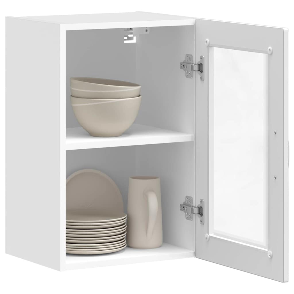 vidaXL Kitchen Wall Cabinet with Glass Door Porto High Gloss White 5