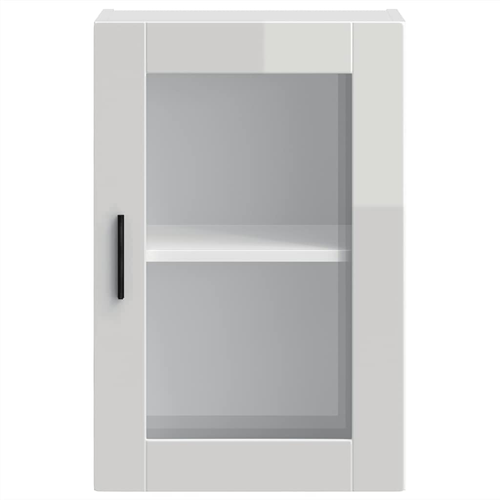 vidaXL Kitchen Wall Cabinet with Glass Door Porto High Gloss White 6
