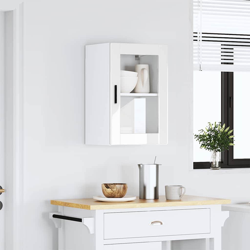 vidaXL Kitchen Wall Cabinet with Glass Door Porto High Gloss White 1
