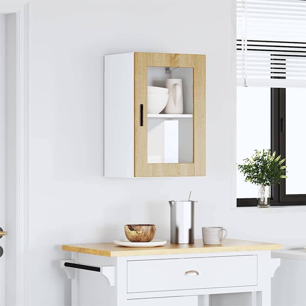 vidaXL Kitchen Wall Cabinet with Glass Door Porto Sonoma Oak 1