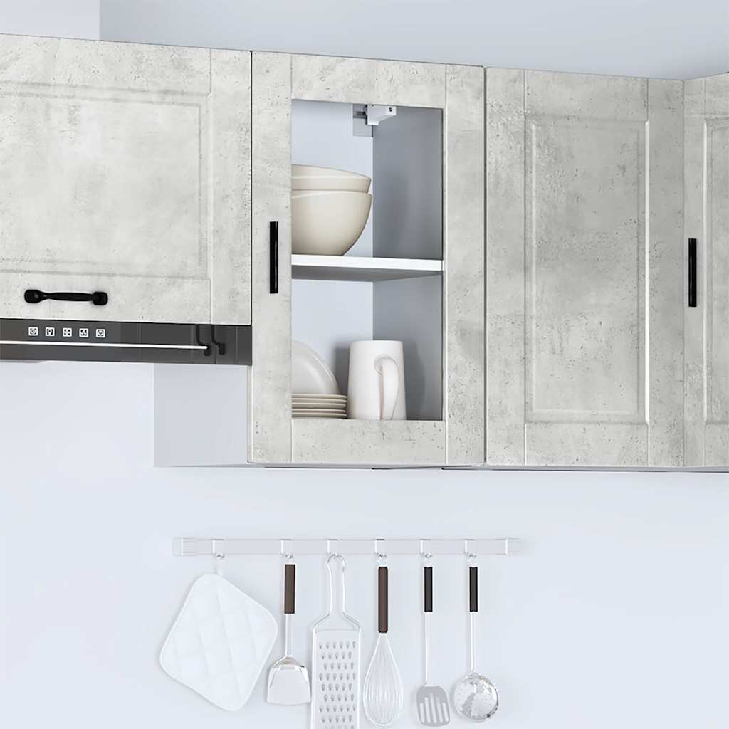 vidaXL Kitchen Wall Cabinet with Glass Door Porto Concrete Grey 3