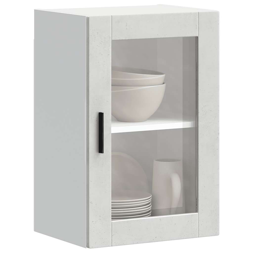 vidaXL Kitchen Wall Cabinet with Glass Door Porto Concrete Grey 4