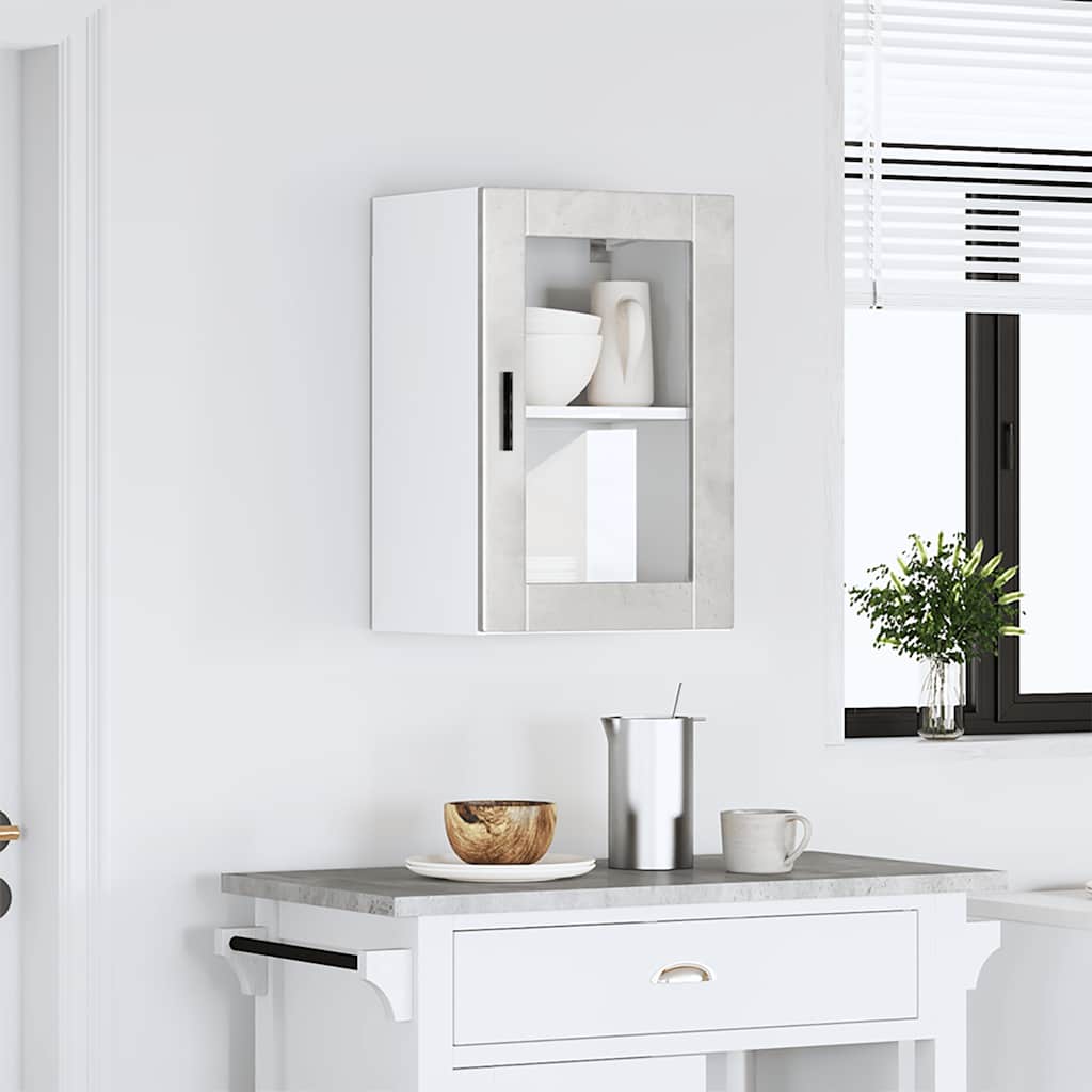 vidaXL Kitchen Wall Cabinet with Glass Door Porto Concrete Grey 1