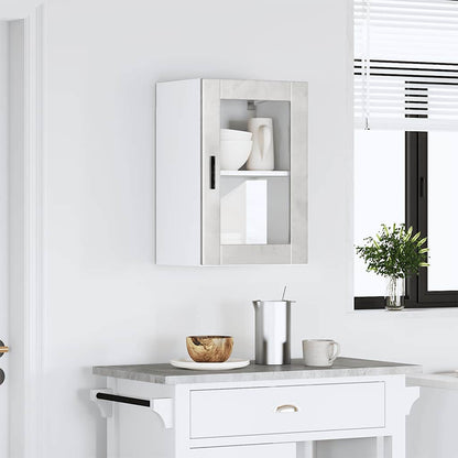 vidaXL Kitchen Wall Cabinet with Glass Door Porto Concrete Grey 1