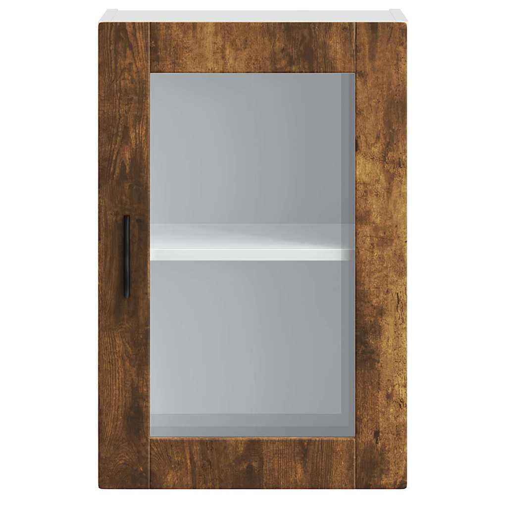 vidaXL Kitchen Wall Cabinet with Glass Door Porto Smoked Oak 6