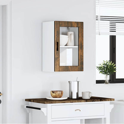 vidaXL Kitchen Wall Cabinet with Glass Door Porto Smoked Oak 1