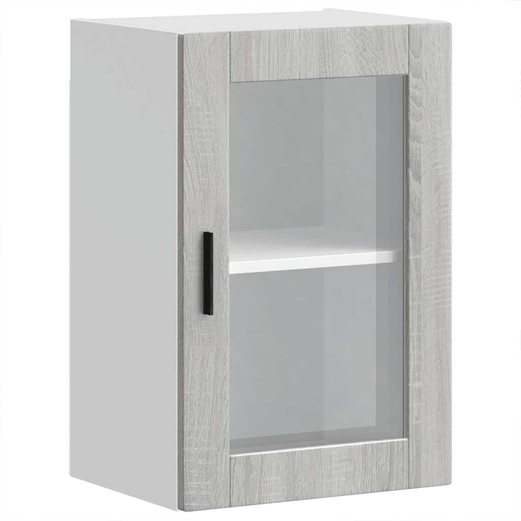 vidaXL Kitchen Wall Cabinet with Glass Door Porto Grey Sonoma 2