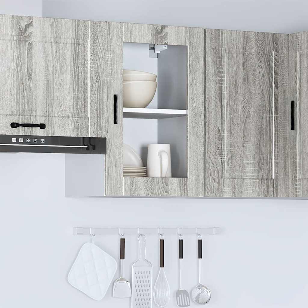 vidaXL Kitchen Wall Cabinet with Glass Door Porto Grey Sonoma 3