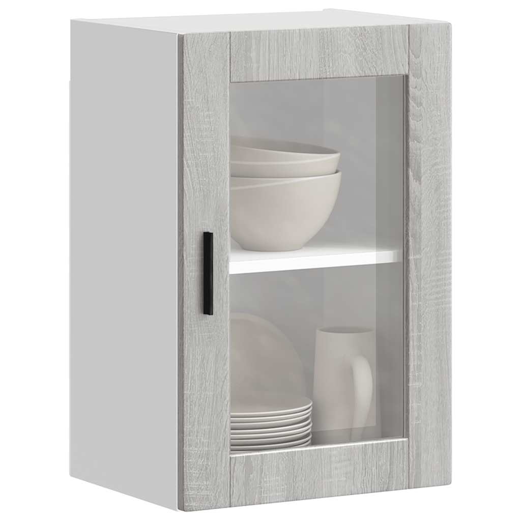vidaXL Kitchen Wall Cabinet with Glass Door Porto Grey Sonoma 4