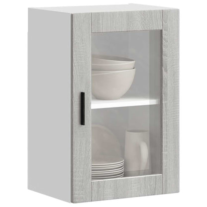vidaXL Kitchen Wall Cabinet with Glass Door Porto Grey Sonoma 4