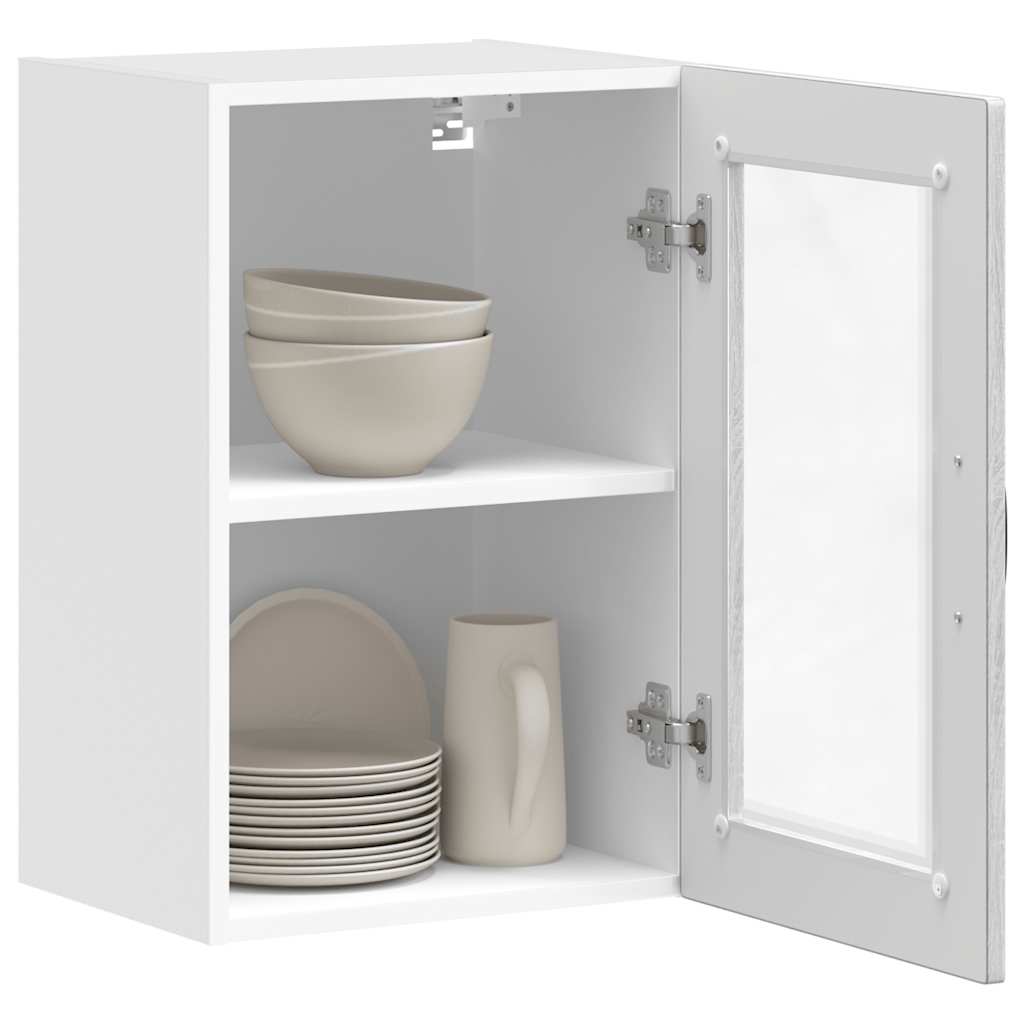 vidaXL Kitchen Wall Cabinet with Glass Door Porto Grey Sonoma 5