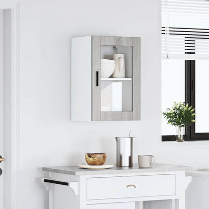 vidaXL Kitchen Wall Cabinet with Glass Door Porto Grey Sonoma 1