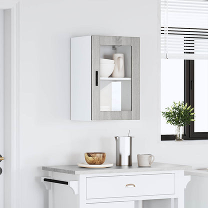 Kitchen Wall Cabinet with Glass Door "Porto" Grey Sonoma 1x wall glass cabinet (1 door) 40 cm wide 60 cm high
