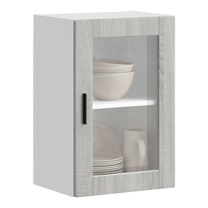 Kitchen Wall Cabinet with Glass Door "Porto" Grey Sonoma 1x wall glass cabinet (1 door) 40 cm wide 60 cm high