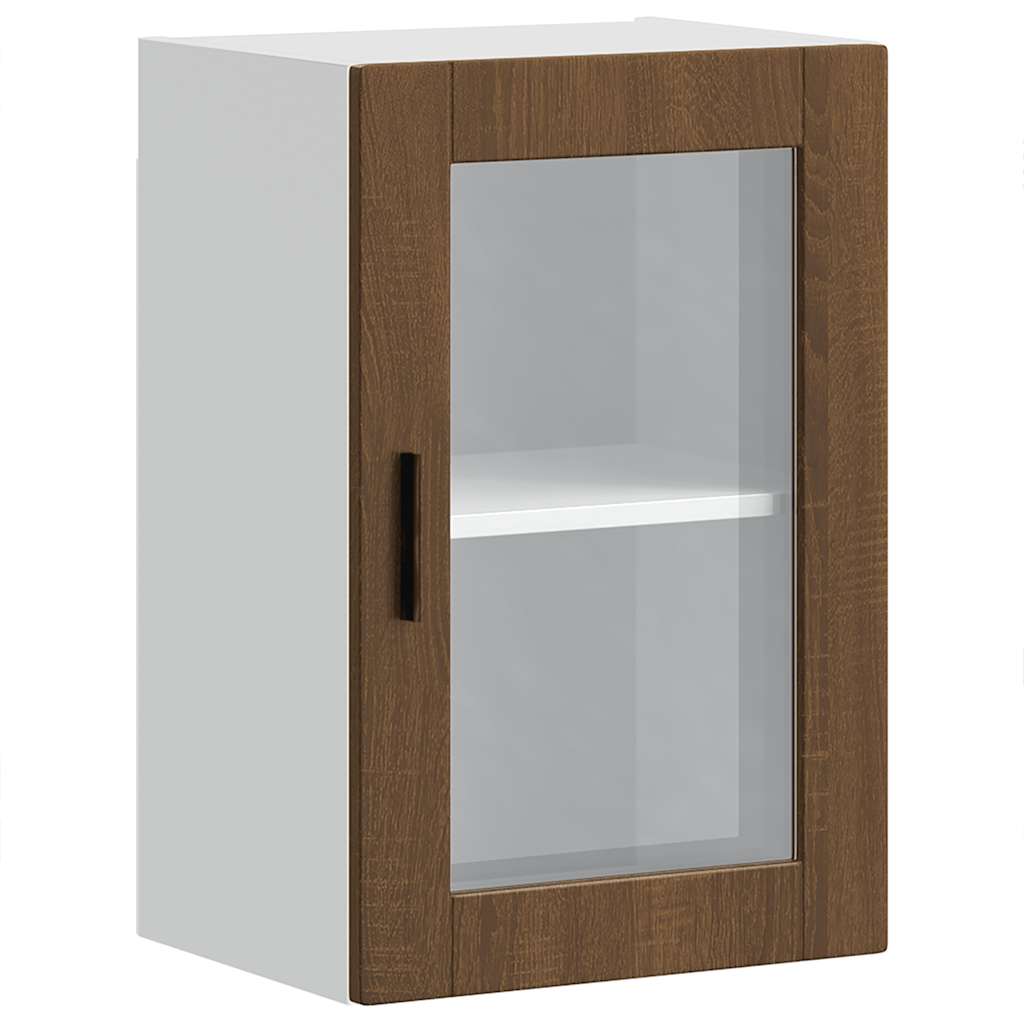 vidaXL Kitchen Wall Cabinet with Glass Door Porto Brown Oak 2