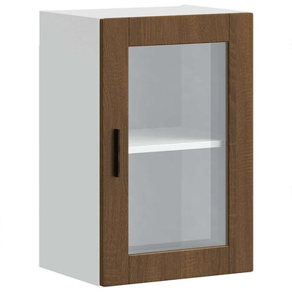 vidaXL Kitchen Wall Cabinet with Glass Door Porto Brown Oak 2