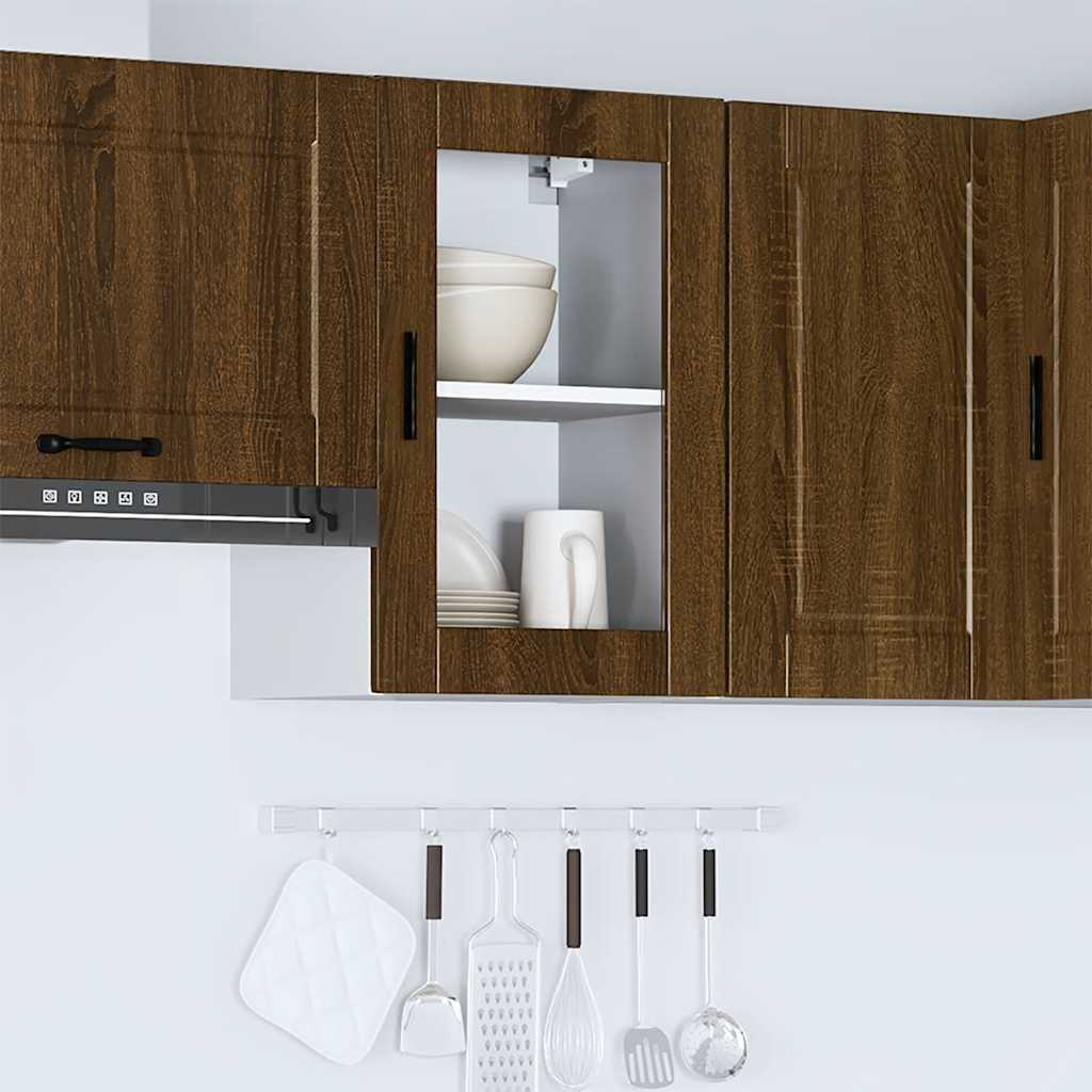 vidaXL Kitchen Wall Cabinet with Glass Door Porto Brown Oak 3