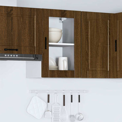vidaXL Kitchen Wall Cabinet with Glass Door Porto Brown Oak 3