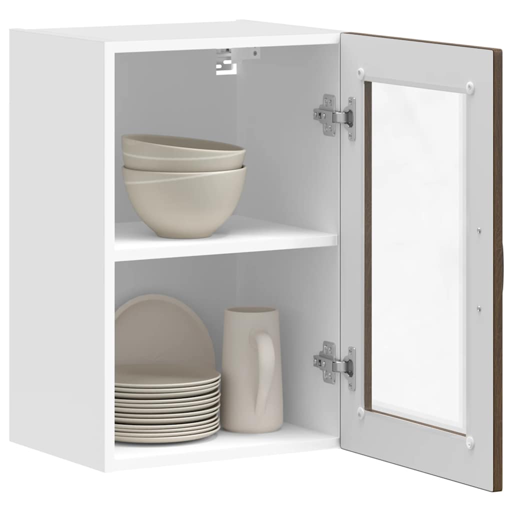 vidaXL Kitchen Wall Cabinet with Glass Door Porto Brown Oak 5