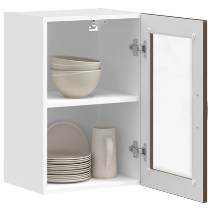 vidaXL Kitchen Wall Cabinet with Glass Door Porto Brown Oak 5