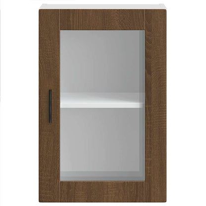 vidaXL Kitchen Wall Cabinet with Glass Door Porto Brown Oak 6